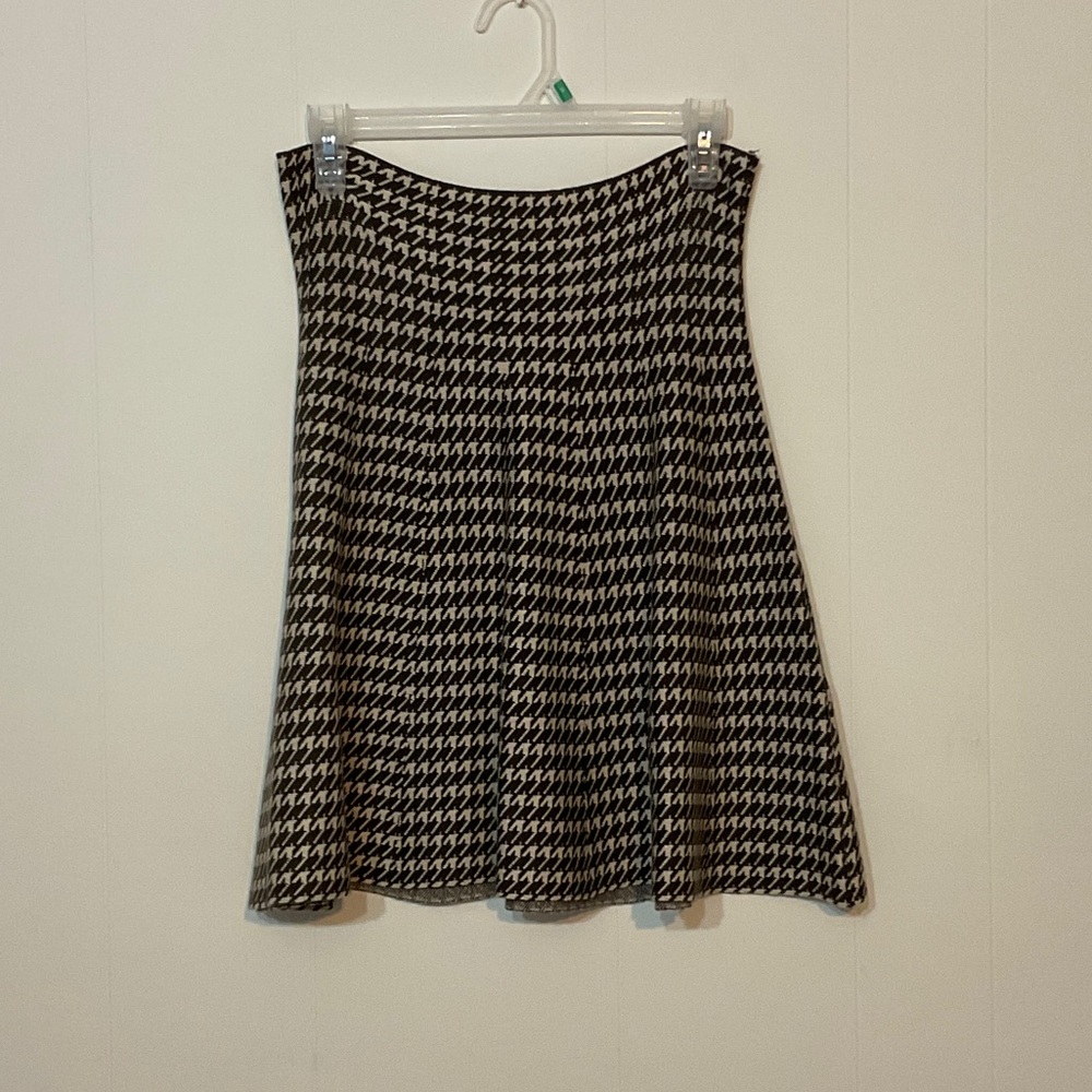 Max Studio Brown Houndstooth Skater Skirt